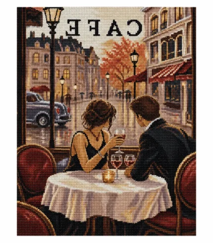 Rainy Evening Cafe Romance in Stitches