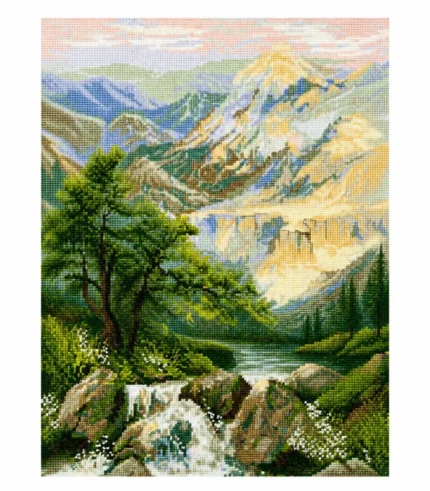 Stitched Wilderness Waterfall and Cliffs